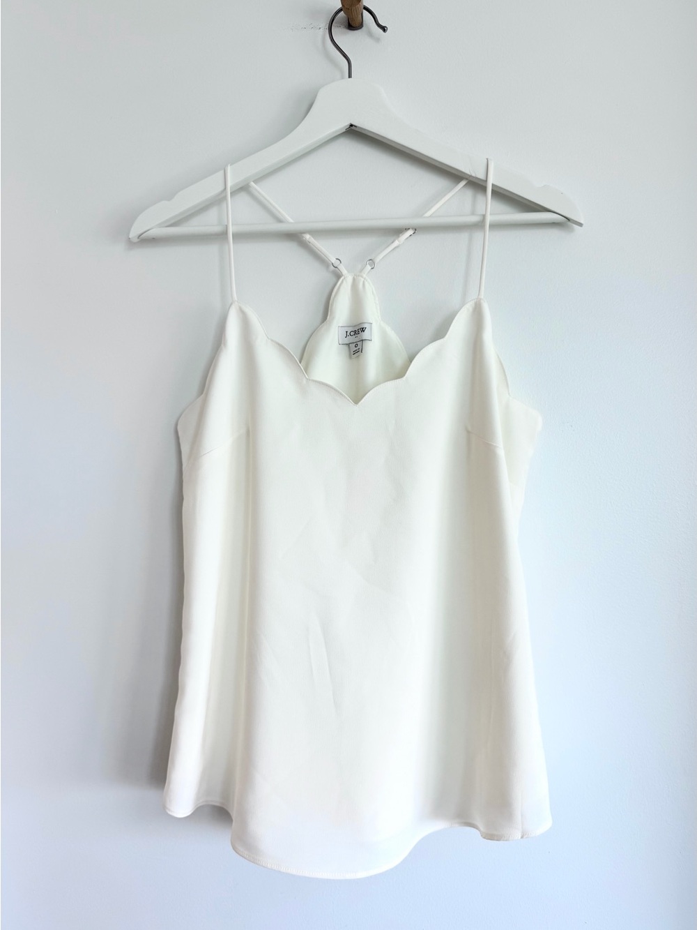 J. Crew White Scalloped V-Neck Slip Cami